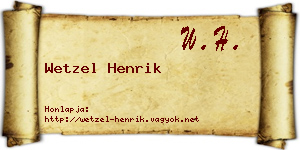 Wetzel Henrik névjegykártya